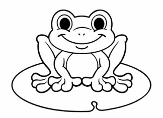 żabka na liściu kolorowanka do drukowania