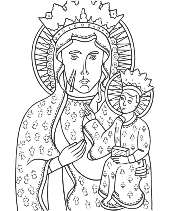 matka boska obraz kolorowanka do drukowania