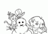 dora i butek lepią bałwana kolorowanka do drukowania
