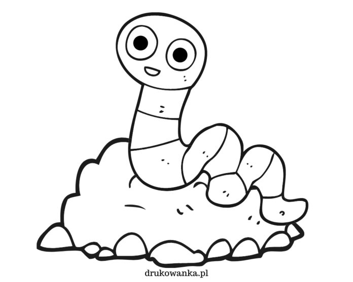 dżdżownica wyszła z ziemi kolorowanka do drukowania