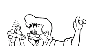 Gepetto uczy Pinokio chodzić dżepetto uczy pinokio chodzić kolorowanka do drukowania