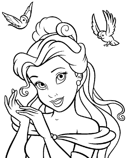 Księżniczka Elsa i ptaki kolorowanka do drukowania
