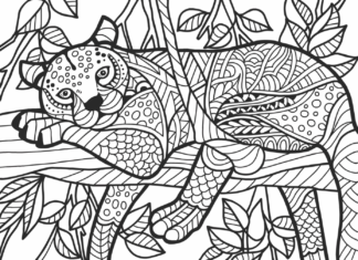 gepard zentangle kolorowanka do drukowania