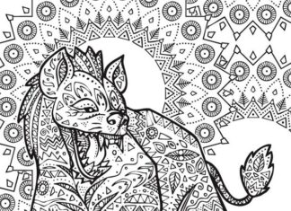 hiena zentangle kolorowanka do drukowania