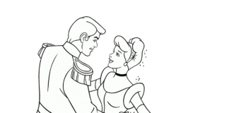 Kopciuszek i Książe kopciuszek i książe kolorowanka do drukowania