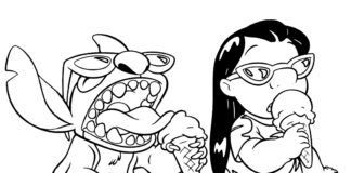Lilo i stitch jedzą lody Lilo i stitch jedzą lody kolorowanka do drukowania