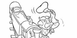 Maszynista z pociągiem maszynista z pociągiem kolorowanka do drukowania