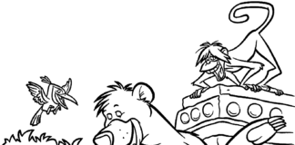 Mowgli i Baloo tańczą mowgli i baloo tańczą kolorowanka do drukowania
