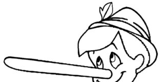 Pinokio z długim nosem pinokio z długim nosem kolorowanka do drukowania