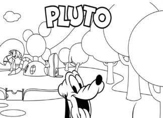 pluto pies na spacerze w lesie kolorowanka do drukowania