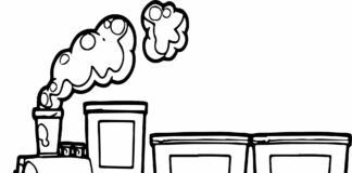 Pociąg z wagonami pociąg z wagonami kolorowanka do drukowania