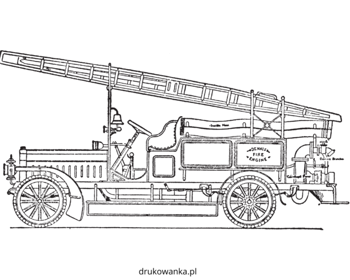stary samochód straży pożarnej kolorowanka do drukowania