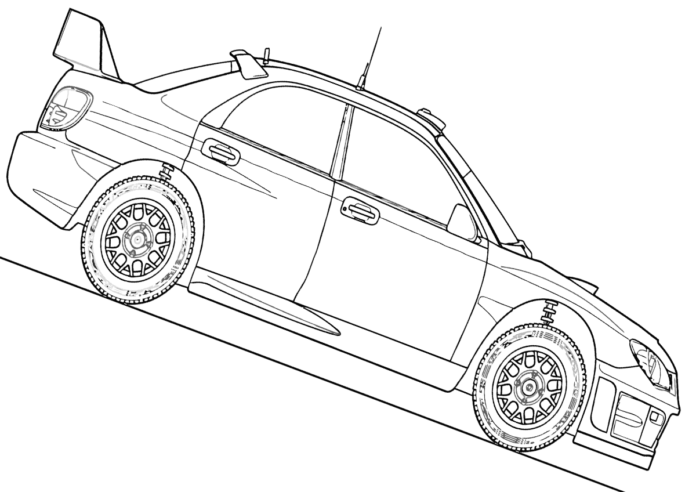 subaru na wyścigi kolorowanka do drukowania