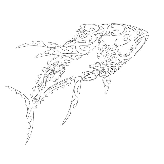 tuńczyk we wzorki kolorowanka do drukowania