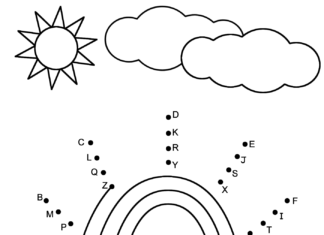 tęcza łączenie literek kolorowanka do drukowania