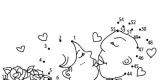 Łączenie liczb zakochana para łączenie liczb zakochana para kolorowanka do drukowania