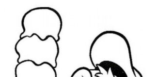 Lody w wafelku Kaczorek i lody do druku kolorowanka disneya