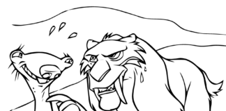 Sid i Diego na górze lodowej Sid i diego na górze lodowej kolorowanka do druku