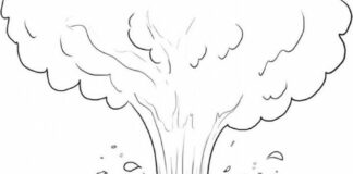 Erupcja dużego wulkanu erupcja wulkanu kolorowanka online