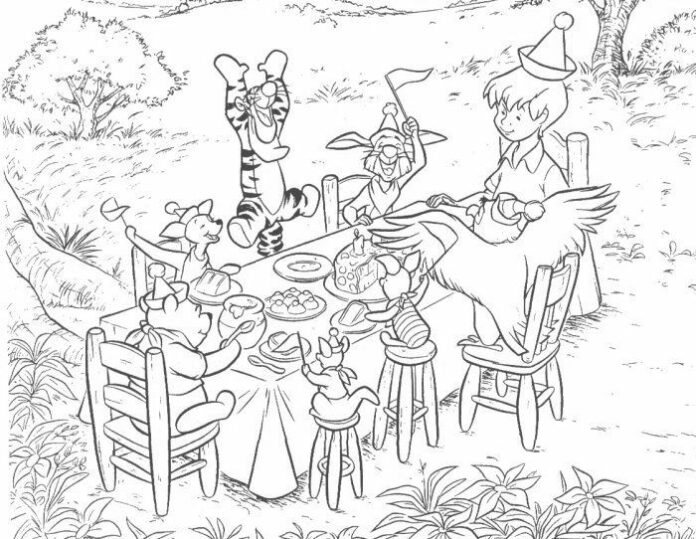 kolorowanka Hundred Acre Wood - stumilowy las do druku dla dzieci