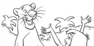 Czarna pantera Bagheer kolorowanka czarna pantera Bagheer z bajki księga dżungli dla dzieci do druku i online