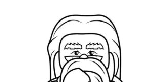 Klocki lego ludzik - kolorowanka czarodziej Dumbledore z lego do druku online