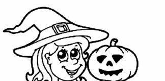 kolorowanka dziewczynka przebran na hallowen do druku dla dzieci
