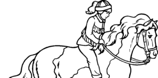 Dżokej na wierzchowcu kolorowanka dżokej na koniu do druku dla dzieci