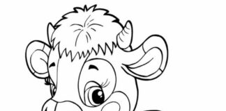 Jałówka z dzwoneczkiem kolorowanka jałówka dla dzieci do druku