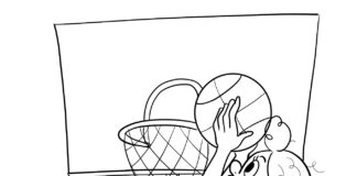 Koszykarki grają w kosza kolorowanka koszykarki do druku dla dziewczyn