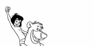 Niedźwiadek Baloo kolorowanka niedźwiadek baloo z bajki księga dżungli dla dzieci online