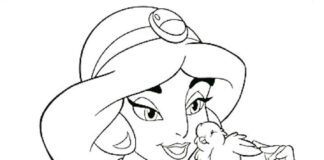 Jasmine z Alladyna kolorowanka księżniczka Jasmine disneya do druku z bajki online