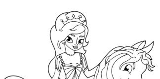 Dziewczyna na koniu kolorowanka księżniczka na koniu do druku dla dzieci online