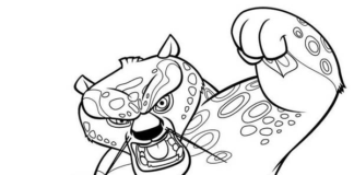 Tygrysica kolorowanka kung fu panda tygrysica do druku dla dzieci