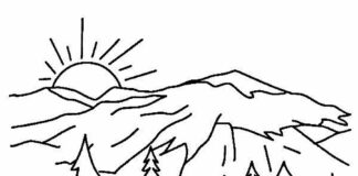 Wakacje w górach - kolorowanka lato krajobraz do druku