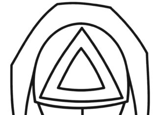 kolorowanka maska ze squid game do druku dla dzieci