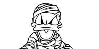 Mumia w bandażach kolorowanka mumia jako kaczor donald od Disneya dla dzieci