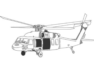 Dla chłopców - kolorowanka sikorsky balck hawk helikopter do druku online śmigłowiec