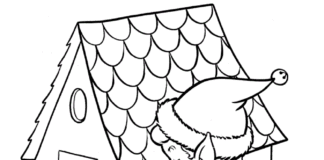 Skrzat naprawia swój domek Dla chłopców - kolorowanka skrzat naprawia domek do druku online