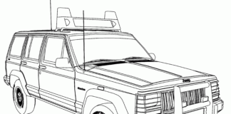 Stara terenówka Jeep - kolorowanka stary samochód terenowy do druku dla dzieci
