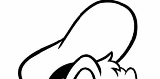 Głowa postaci Disneya z bajki kolorowanka twarz disneya kaczor donald w czapce dla dzieci