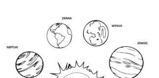 Układ Słoneczny Malowanka i kolorowanka układ słoneczny do druku dla dzieci