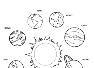 Malowanka i kolorowanka układ słoneczny do druku dla dzieci
