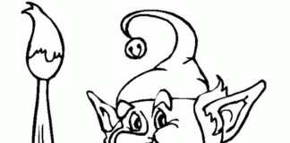 Wesoły skrzat z pędzelkiem kolorowanka wesoły skrzat z pędzelkiem do druku online