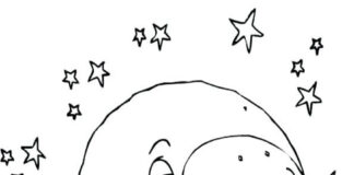 Gwiazdy z księżycem kolorowanka z księżycem do druku dla dzieci