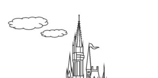 Zamek Disneya z bajki kolorowanka zamek księżniczki kocpiszka do druku z bajki