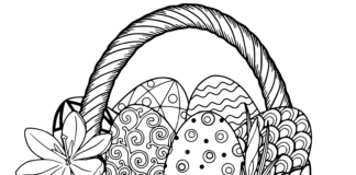 Kosz pełen pisanek kosz z jajkami wielaknocnymi kolorowanka