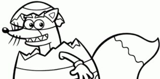 Lisek Rabuś kradnie jajko lis z bajki dpora kolorowanka do druku