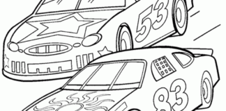 Sportowe samochody na wyścigu sportowe samochody na wyścigu kolorowanka do druku