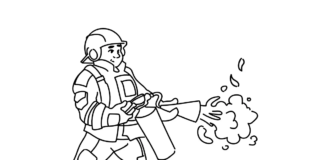 strażak z gaśnicą kolorowanka online